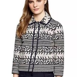 Tory Burch Ivory/Black Embroidered Structured Jacket